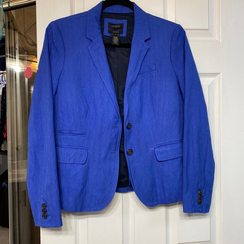 J. CREW Schoolboy Blazer Blue Herringbone Sz 4